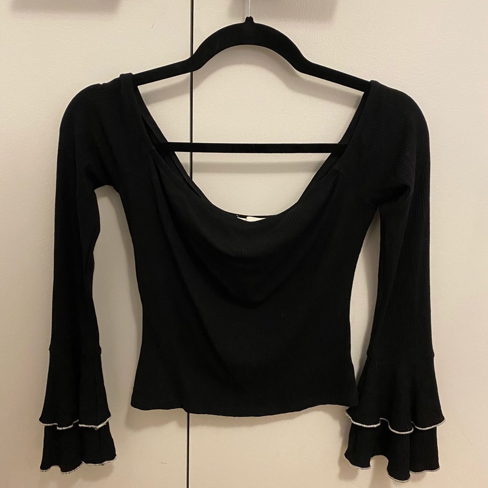 Revolve Knit Sweater with ruffle sleeve detail
